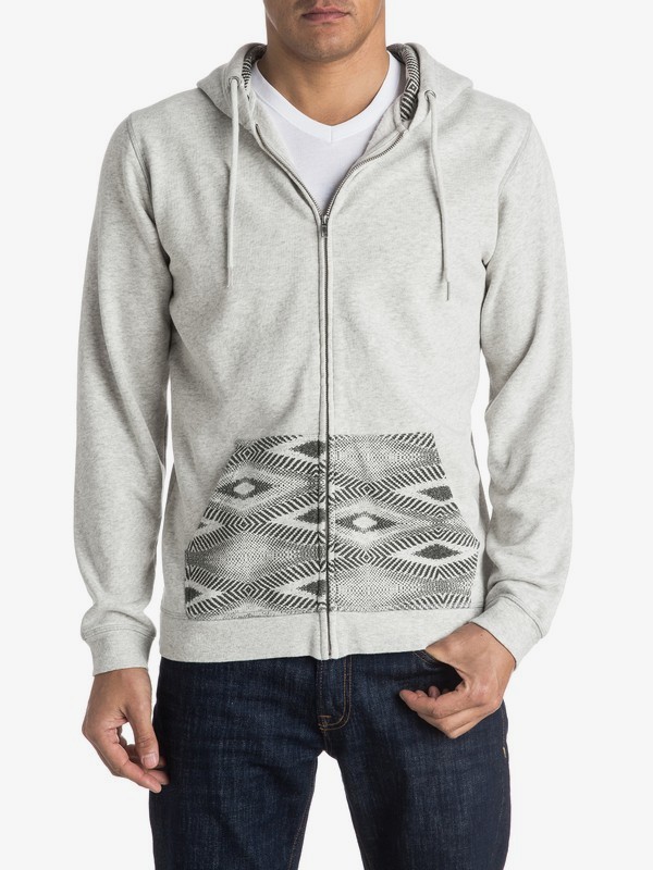 quiksilver, Decided Fate Zip-Up Hoodie, LIGHT GREY HEATHER (sgrh) 0 Decided Fate Zip-Up Hoodie EQYFT03475 Quiksilver