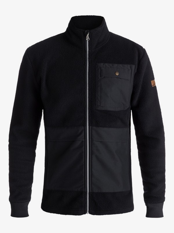quiksilver, Track Hybrid Sherpa - Technical Zip-Up Fleece for Men, BLACK (kvj0) 0 Track Hybrid Sherpa - Technical Zip-Up Fleece for Men Black EQYFT03816 Quiksilver