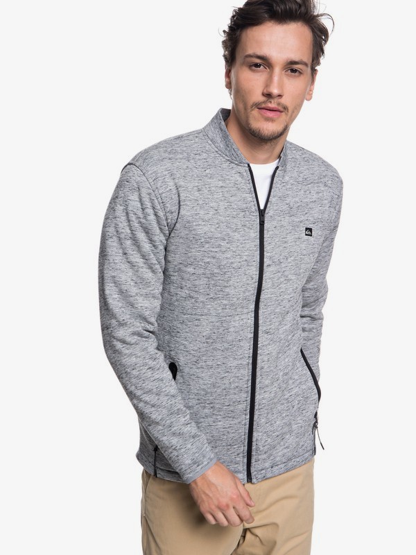 quiksilver, Kurow Sherpa Bonded Bomber Sweatshirt, LIGHT GREY HEATHER (sjsh) 0 Kurow Sherpa Bonded Bomber Sweatshirt Grey EQYFT03832 Quiksilver