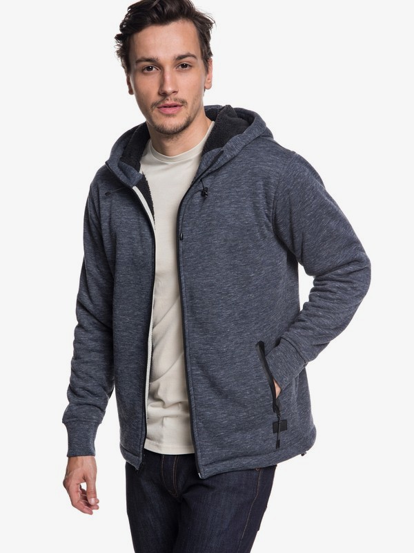 quiksilver, Kurow Sherpa - Bonded Zip-Up Hoodie for Men, BLUE NIGHTS HEATHER (bsth) 0 Kurow Sherpa - Bonded Zip-Up Hoodie for Men Blue EQYFT03833 Quiksilver