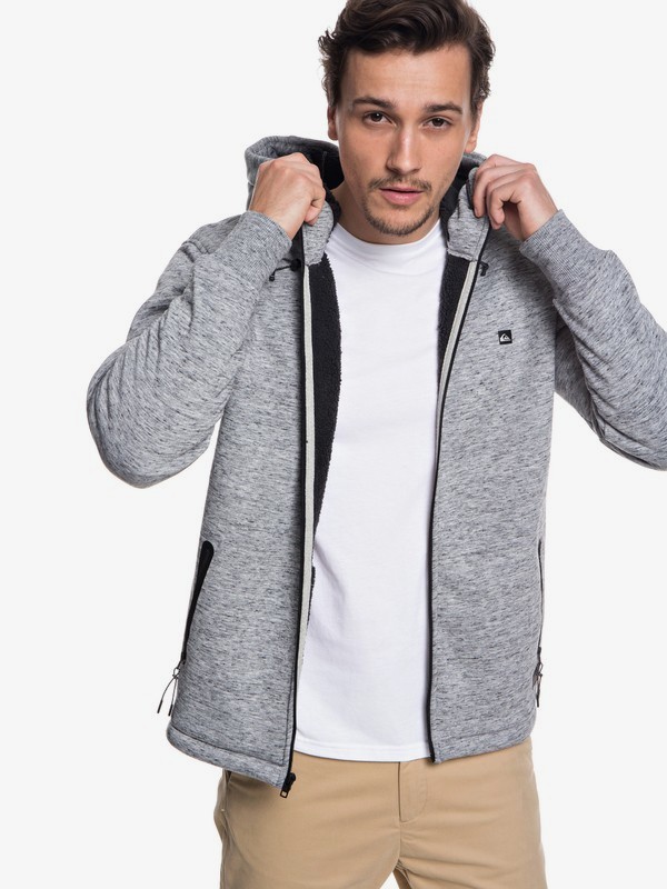 quiksilver, Kurow Sherpa Bonded Zip Hoodie, LIGHT GREY HEATHER (sjsh) 0 Kurow Sherpa Bonded Zip Hoodie Grey EQYFT03833 Quiksilver