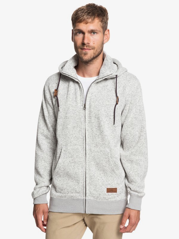 quiksilver, Keller Zip-Up Hooded Fleece, LIGHT GREY HEATHER (sjsh) 0 Keller Zip-Up Hooded Fleece Grey EQYFT03835 Quiksilver