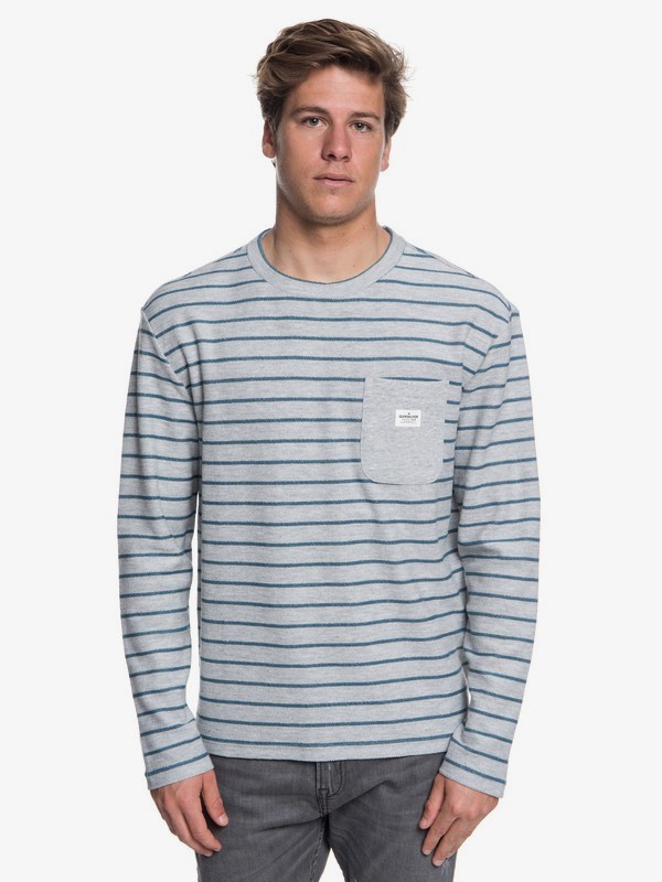 quiksilver, Shonan Peak - Long Sleeve Top for Men, LGH REVERSE STRIPE (sjs3) 0 Shonan Peak - Long Sleeve Top for Men Grey EQYFT03842 Quiksilver
