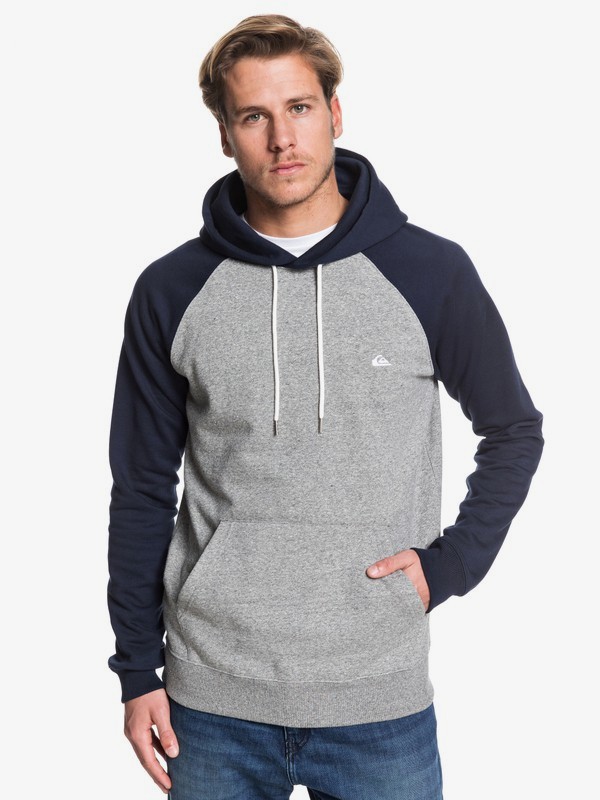 quiksilver, Everyday Hoodie, LIGHT GREY HEATHER/NAVY BLAZER (xssb) 0 Everyday Hoodie Grey EQYFT03846 Quiksilver