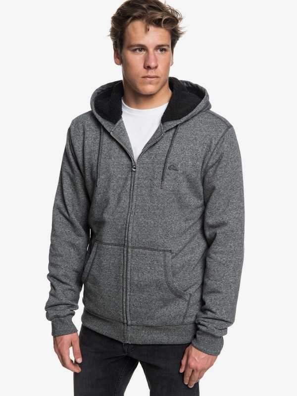 quiksilver, Everyday - Zip-Up Sherpa Lined Hoodie for Men, DARK GREY HEATHER (krph) 0 Everyday - Zip-Up Sherpa Lined Hoodie for Men Black EQYFT03848 Quiksilver