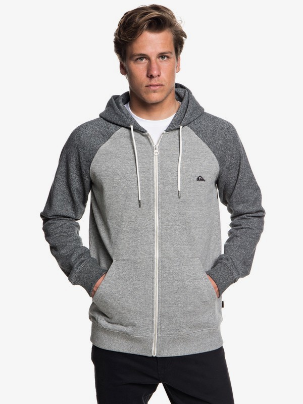 quiksilver, Everyday - Sweat à capuche zippé pour Homme, LIGHT GREY HEATHER (sjsh) 0 Everyday - Sweat à capuche zippé pour Homme Gris EQYFT03849 Quiksilver