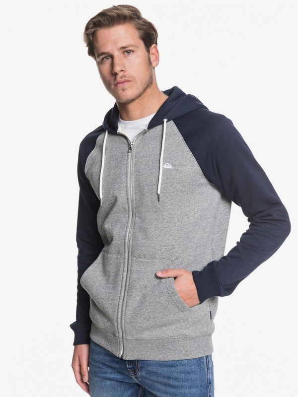 quiksilver, Everyday - Sweat à capuche zippé pour Homme, LIGHT GREY HEATHER/NAVY BLAZER (xsbs) 0 Everyday - Sweat à capuche zippé pour Homme Gris EQYFT03849 Quiksilver
