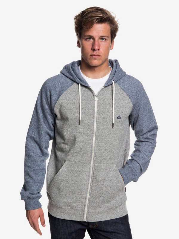 quiksilver, Everyday Zip-Up Hoodie, LGH/NAVY BLAZER HEATHER (xssb) 0 Everyday Zip-Up Hoodie Grey EQYFT03849 Quiksilver