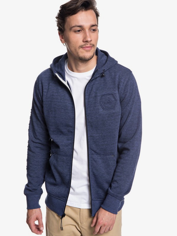 quiksilver, Yattemi - Technical Zip-Up Hoodie for Men, BIJOU BLUE HEATHER (bngh) 0 Yattemi - Technical Zip-Up Hoodie for Men Blue EQYFT03850 Quiksilver