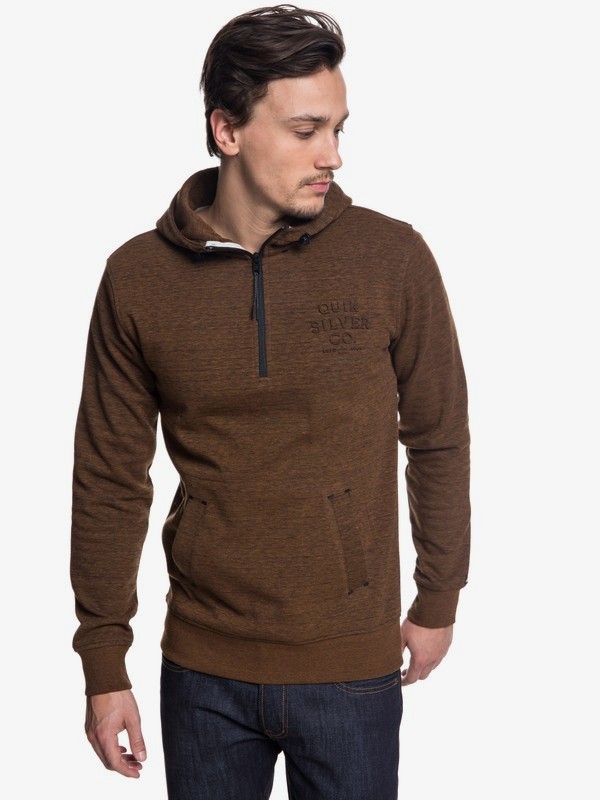 quiksilver, Yattemi - Technical Half-Zip Hoodie for Men, RUBBER HEATHER (cpph) 0 Yattemi - Technical Half-Zip Hoodie for Men Brown EQYFT03851 Quiksilver