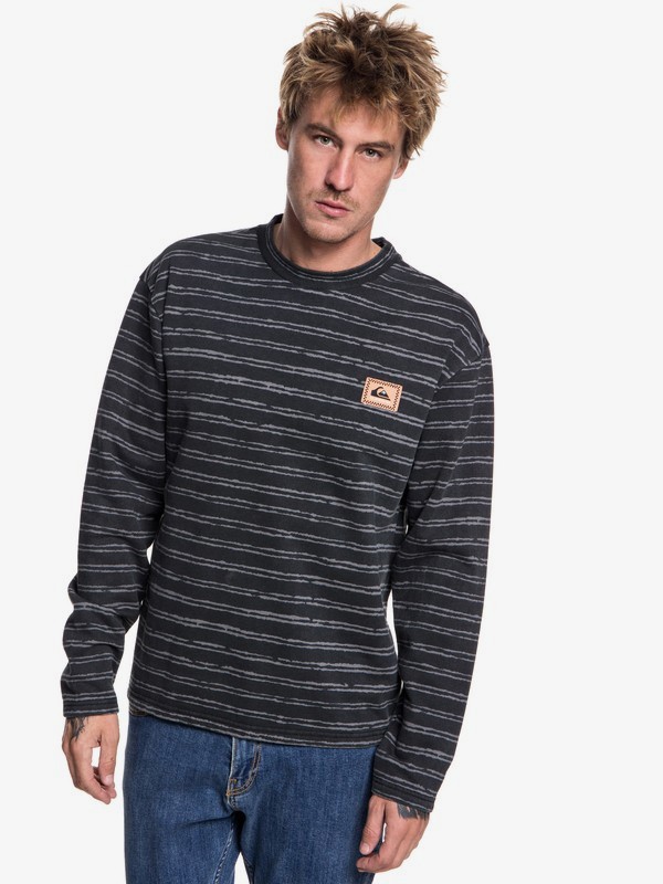 quiksilver, Early Faze - Sweatshirt pour Homme, TARMAC ORIGINAL STRIPE (kta6) 0 Early Faze - Sweatshirt pour Homme Noir EQYFT03854 Quiksilver