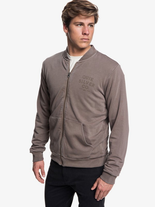 quiksilver, Aso Plains - Zip-Up Bomber Sweatshirt for Men, FALCON (szg0) 0 Aso Plains - Zip-Up Bomber Sweatshirt for Men Grey EQYFT03859 Quiksilver
