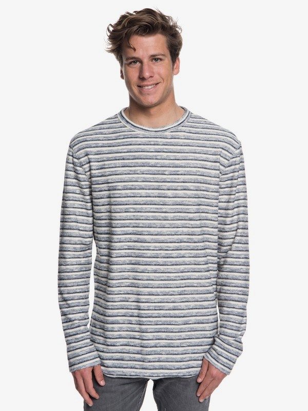 quiksilver, Harajuku Split - Long Sleeve Top voor Heren, NAVY BLAZER HEATHER STRIPED TO (byj3) 0 Harajuku Split - Long Sleeve Top voor Heren Blue EQYFT03878 Quiksilver