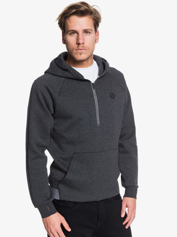 quiksilver, Adapt Bonded Technical Half-Zip Hoodie, DARK GREY HEATHER (krph) 0 Adapt Bonded Technical Half-Zip Hoodie Black EQYFT03992 Quiksilver
