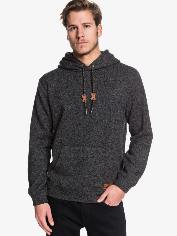 quiksilver, Keller Hooded Sweater, DARK GREY HEATHER (krph) 0 Keller Hooded Sweater Black EQYFT04009 Quiksilver