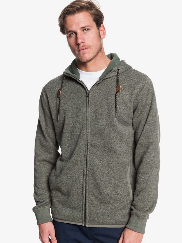 quiksilver, Keller Zip Hooded Zip-Up Fleece, THYME HEATHER (cqyh) 0 Keller Zip Hooded Zip-Up Fleece Brown EQYFT04010 Quiksilver