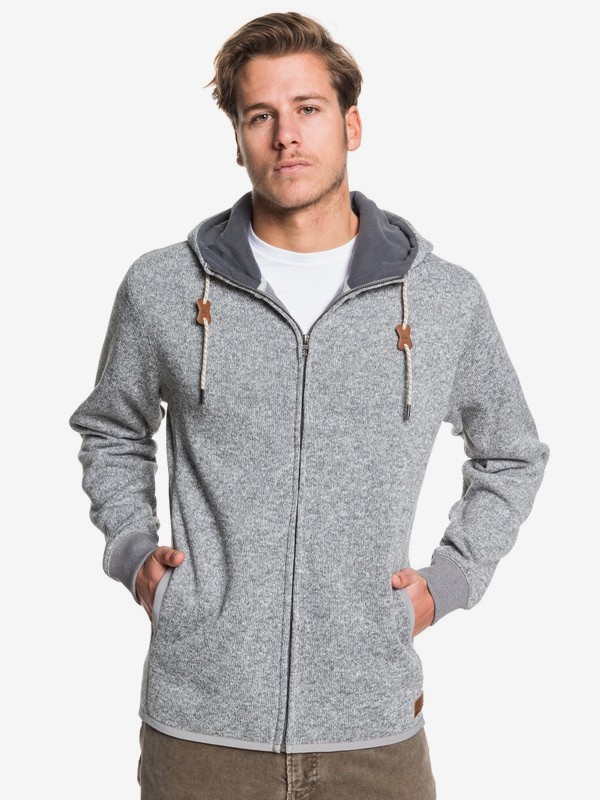 quiksilver, Keller Zip Hooded Zip-Up Fleece, MEDIUM GREY HEATHER (kpvh) 0 Keller Zip Hooded Zip-Up Fleece Black EQYFT04010 Quiksilver