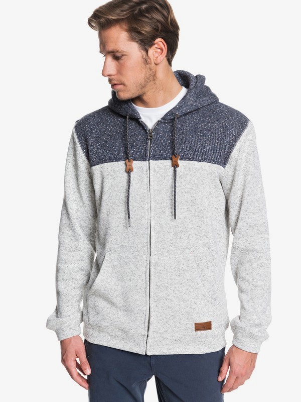 quiksilver, Keller Block Fleece Lined Hoodie, LIGHT GREY HEATHER (sjsh) 0 Keller Block Fleece Lined Hoodie Grey EQYFT04013 Quiksilver