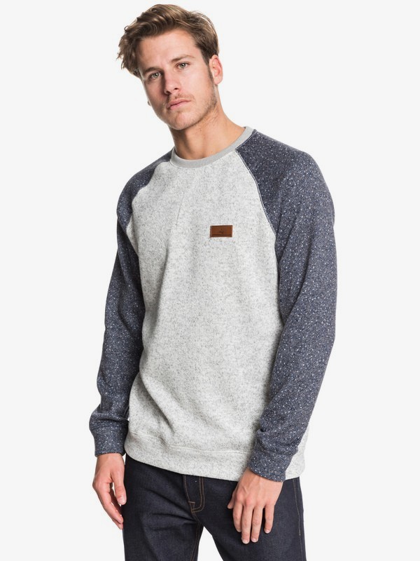 quiksilver, Keller Block Fleece Lined Sweatshirt, LIGHT GREY HEATHER (sgrh) 0 Keller Block Fleece Lined Sweatshirt Grey EQYFT04014 Quiksilver