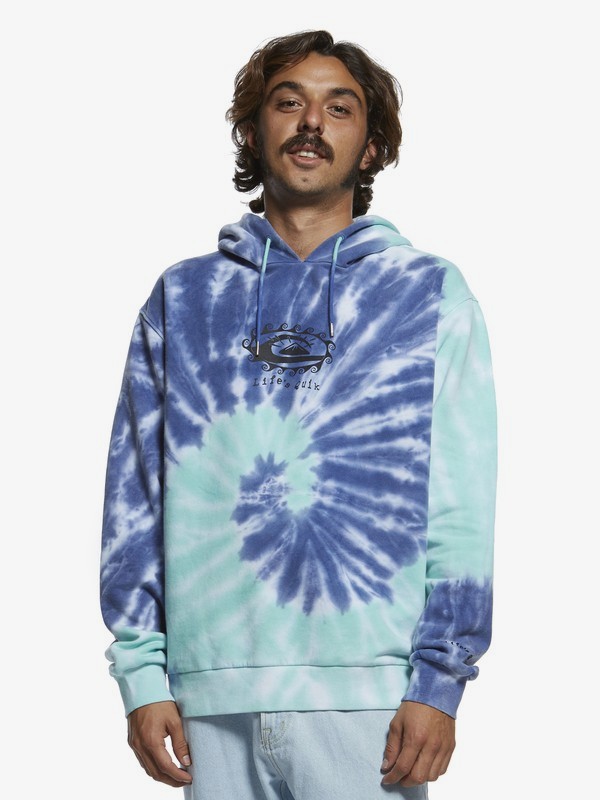 quiksilver, Originals Tie And Dye Tie-Dye Hoodie, CERAMIC TIE & DYE (blw6) 0 Originals Tie And Dye Tie-Dye Hoodie Blue EQYFT04068 Quiksilver
