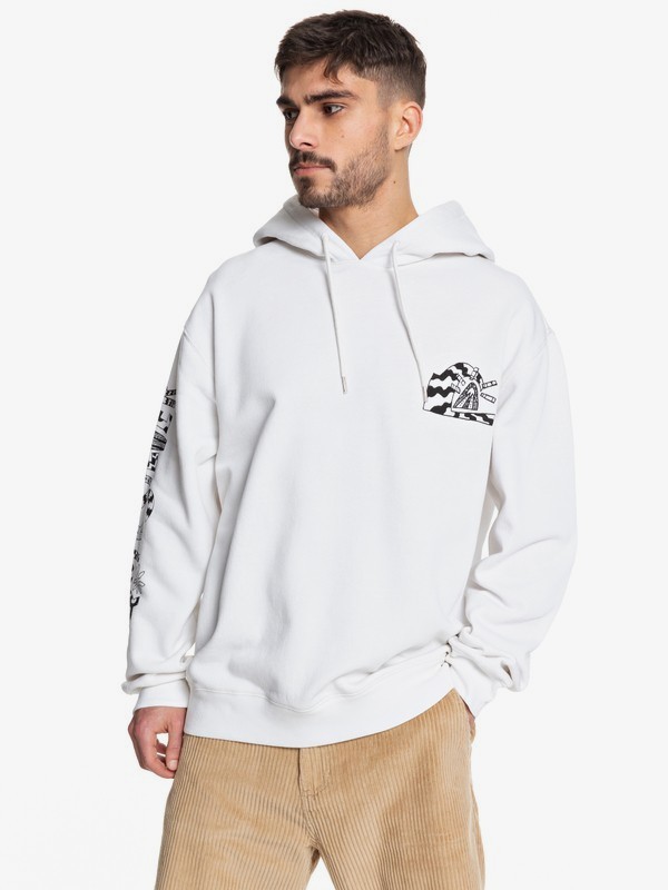 quiksilver, Positive Vibrations - Sudadera con Capucha para Hombre, WHITE (wbb0) 0 Positive Vibrations - Sudadera con Capucha para Hombre Blanco EQYFT04074 Quiksilver