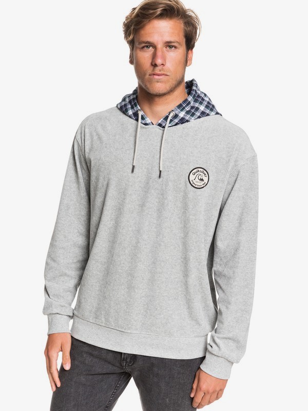 quiksilver, Wagon Road Corduroy Hooded Fleece, LIGHT GREY HEATHER (sjsh) 0 Wagon Road Corduroy Hooded Fleece Grey EQYFT04077 Quiksilver