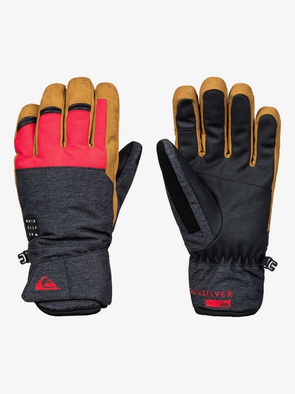 quiksilver, Gates - Ski/Snowboard Gloves for Men, FLAME (rpz0) 0 Gates - Ski/Snowboard Gloves for Men Red EQYHN03110 Quiksilver