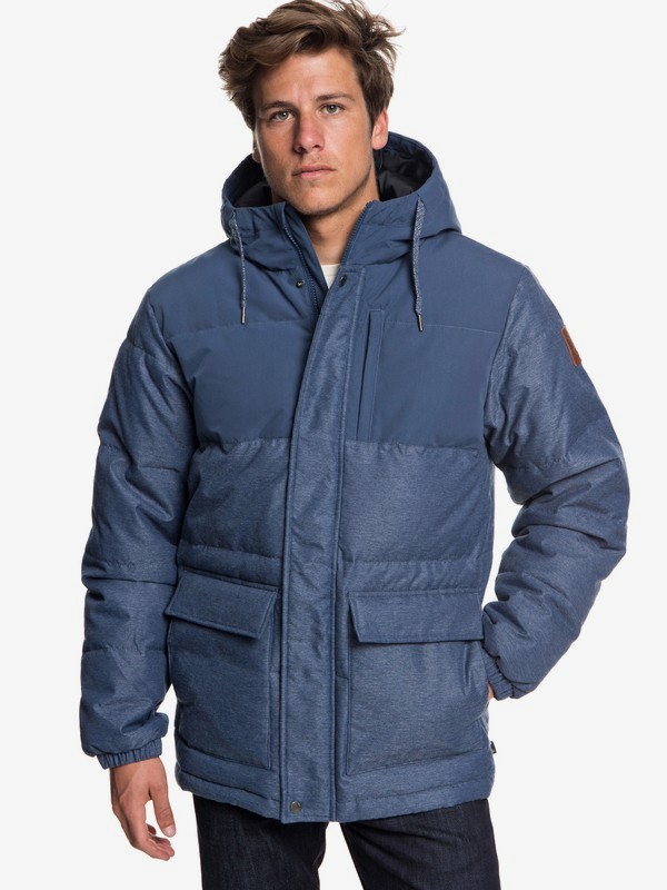 quiksilver, Full Fin - Giacca puffer impermeabile con cappuccio da Uomo, DARK DENIM (brq0) 0 Full Fin - Giacca puffer impermeabile con cappuccio da Uomo Blue EQYJK03392 Quiksilver
