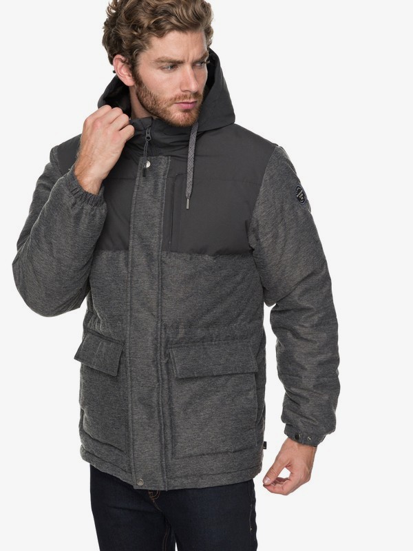 quiksilver, Full Fin - Doudoune à capuche imperméable pour Homme, TARMAC (kta0) 0 Full Fin - Doudoune à capuche imperméable pour Homme Noir EQYJK03392 Quiksilver