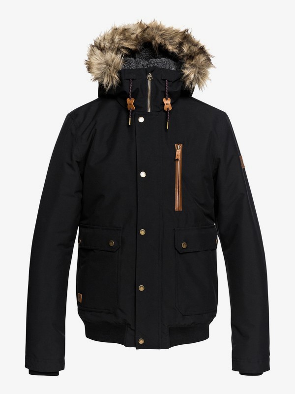 quiksilver, Arris - Waterproof Hooded Bomber Jacket for Men, BLACK (kvj0) 0 Arris - Waterproof Hooded Bomber Jacket for Men Black EQYJK03411 Quiksilver