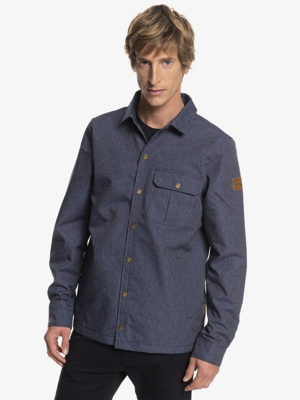 quiksilver, Wildcard Denim - Waterproof Over Shirt for Men, DRESS BLUES (btk0) 0 Wildcard Denim - Waterproof Over Shirt for Men Blue EQYJK03417 Quiksilver