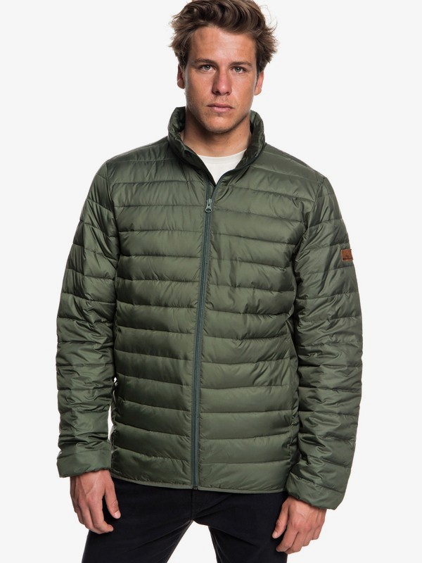 quiksilver, Scaly - Water-Resistant Puffer Jacket for Men, THYME (cqy0) 0 Scaly - Water-Resistant Puffer Jacket for Men Brown EQYJK03419 Quiksilver