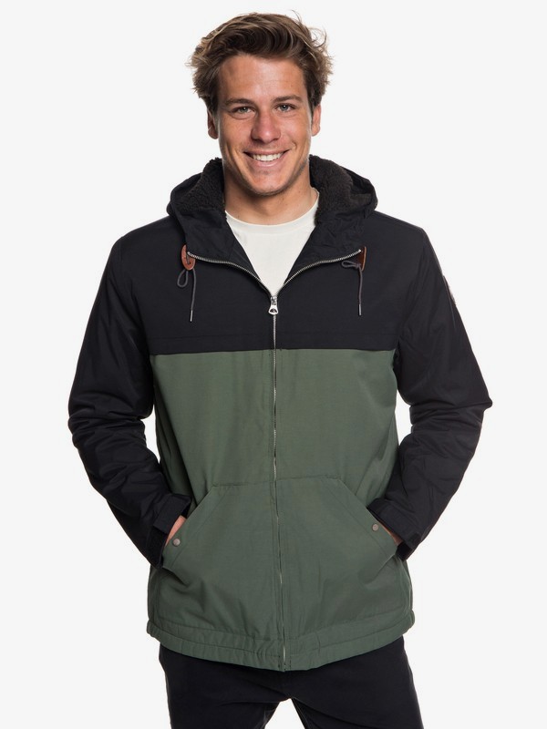 quiksilver, Wanna - Parka impermeabile con cappuccio da Uomo, BLACK/THYME (xkkg) 0 Wanna - Parka impermeabile con cappuccio da Uomo EQYJK03434 Quiksilver