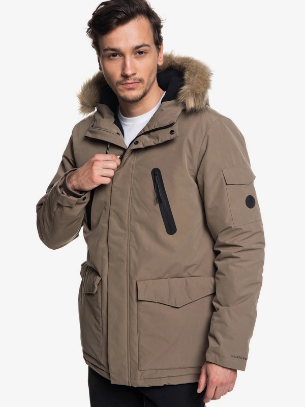 quiksilver, Storm Drop Athletic - Waterproof Hooded Parka for Men, FALCON (szg0) 0 Storm Drop Athletic - Waterproof Hooded Parka for Men Grey EQYJK03437 Quiksilver