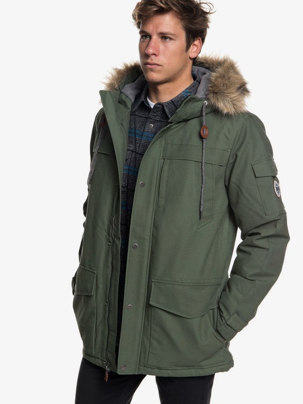 quiksilver, Storm Drop 5K - Parka impermeabile con cappuccio da Uomo, THYME (cqy0) 0 Storm Drop 5K - Parka impermeabile con cappuccio da Uomo Brown EQYJK03445 Quiksilver