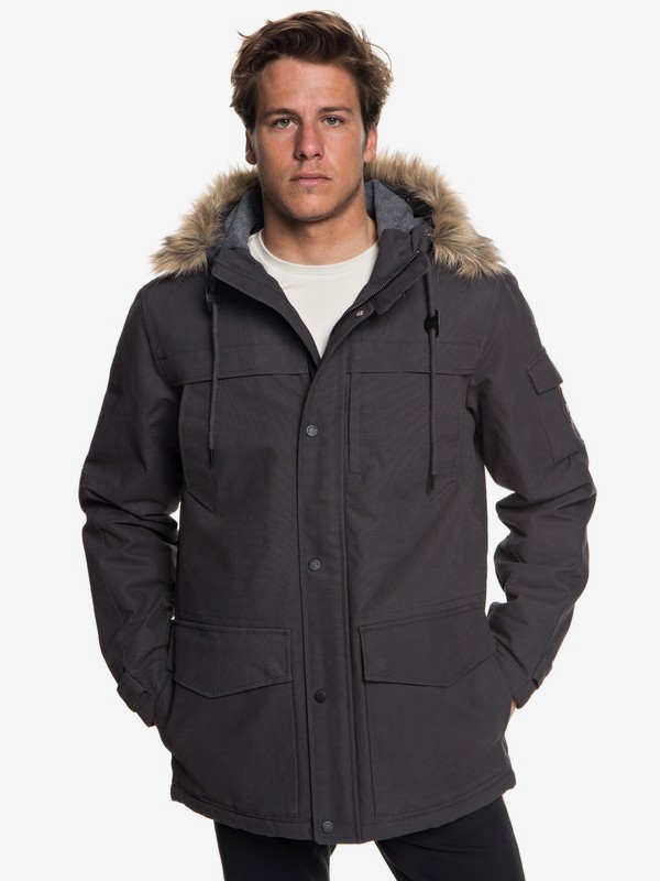 quiksilver, Storm Drop 5K - Parka impermeable con capucha para Hombre, TARMAC (kta0) 0 Storm Drop 5K - Parka impermeable con capucha para Hombre Negro EQYJK03445 Quiksilver