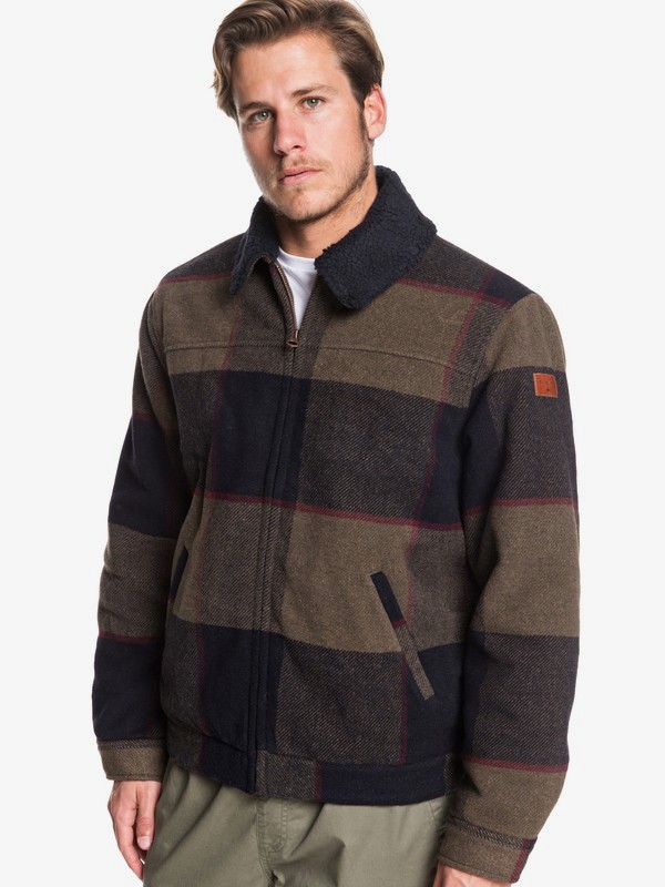 quiksilver, Hurry Down Sherpa Collar Zip-Up Jacket, CROCODILE HURRY DOWN (crn1) 0 Hurry Down Sherpa Collar Zip-Up Jacket Brown EQYJK03515 Quiksilver
