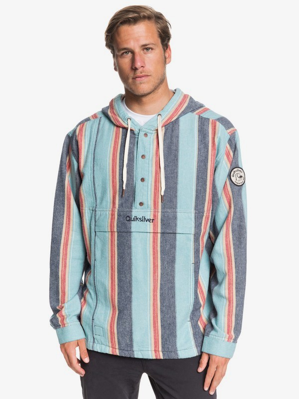quiksilver, Neo Inca Hooded Flannel Anorak, MOONLIT OCEAN NEO INCA (byk3) 0 Neo Inca Hooded Flannel Anorak Blue EQYJK03526 Quiksilver