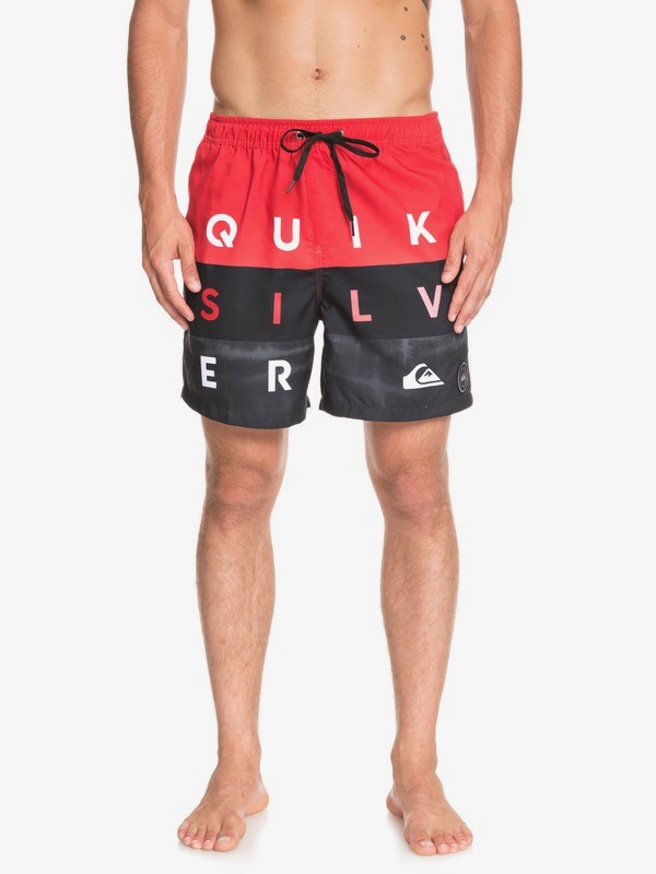 quiksilver, Word Block 17" - Short de Natación para Hombre, HIGH RISK RED (rqc6) 0 Word Block 17" - Short de Natación para Hombre Rojo EQYJV03405 Quiksilver