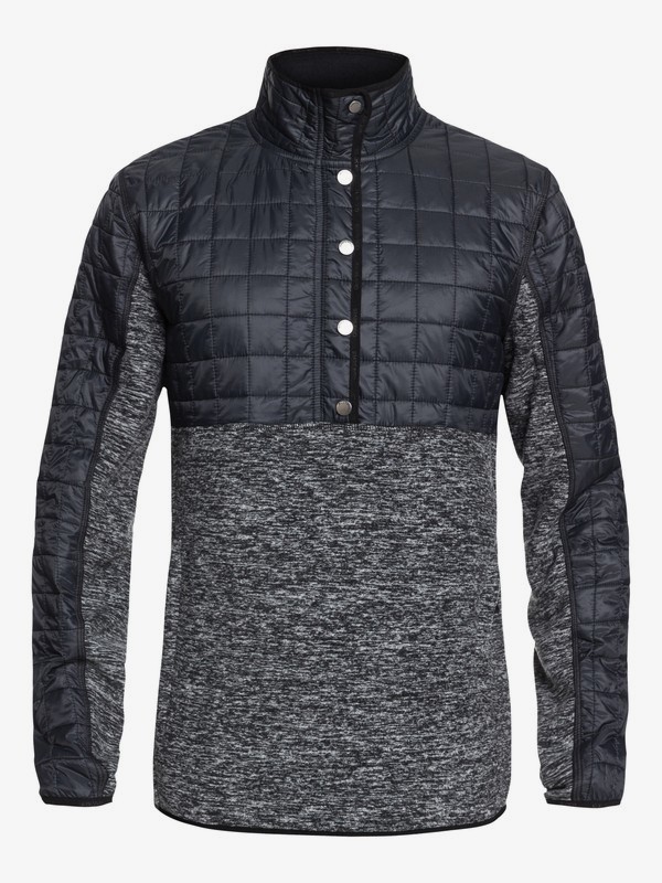 quiksilver, Butter Hybrid - Technical Fleece for Men, BLACK HEATHER (kvjh) 0 Butter Hybrid - Technical Fleece for Men Black EQYKT03726 Quiksilver