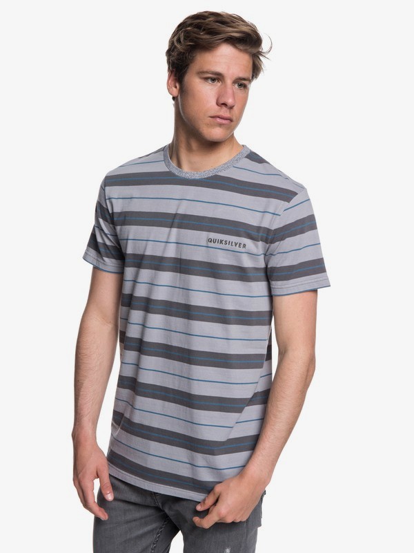 quiksilver, Dera Steps - T-shirt col rond pour Homme, IRON GATE VINTAGE STRIPE (kzm3) 0 Dera Steps - T-shirt col rond pour Homme Noir EQYKT03753 Quiksilver