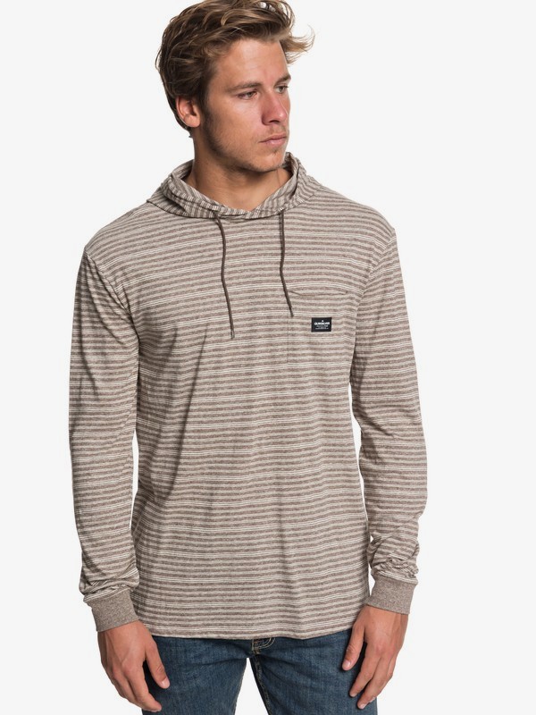 quiksilver, Zermet Long Sleeve Hooded Top, FALCON STRIPE ZERMET (szg3) 0 Zermet Long Sleeve Hooded Top Grey EQYKT03781 Quiksilver