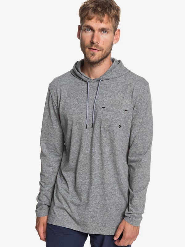 quiksilver, Adapt Long Sleeve UPF 30 Hooded Top, MEDIUM GREY HEATHER (kpvh) 0 Adapt Long Sleeve UPF 30 Hooded Top Black EQYKT03829 Quiksilver