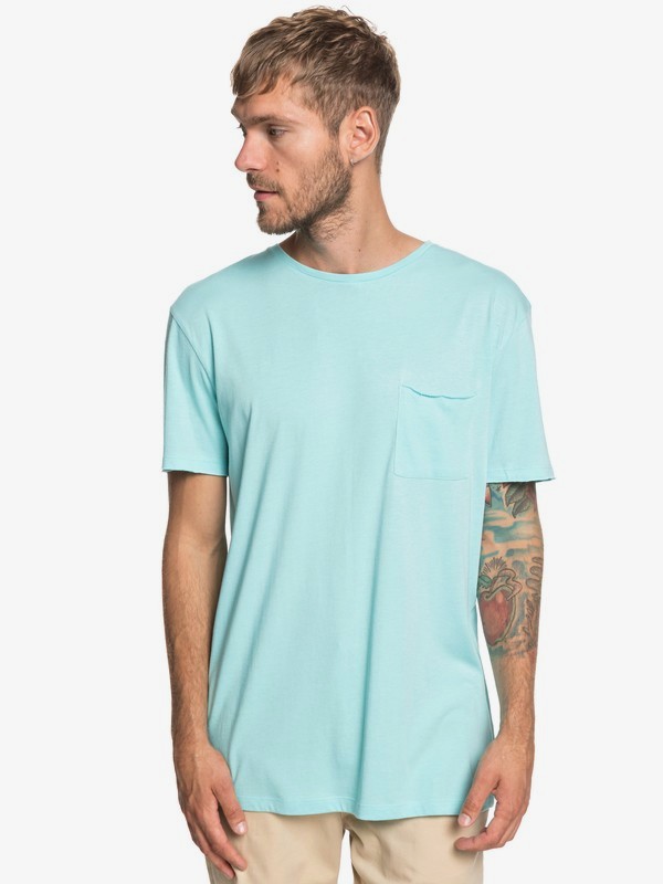 quiksilver, The Organic - Camiseta con Bolsillo para Hombre, AQUA SPLASH (bzg0) 0 The Organic - Camiseta con Bolsillo para Hombre Azul EQYKT03836 Quiksilver