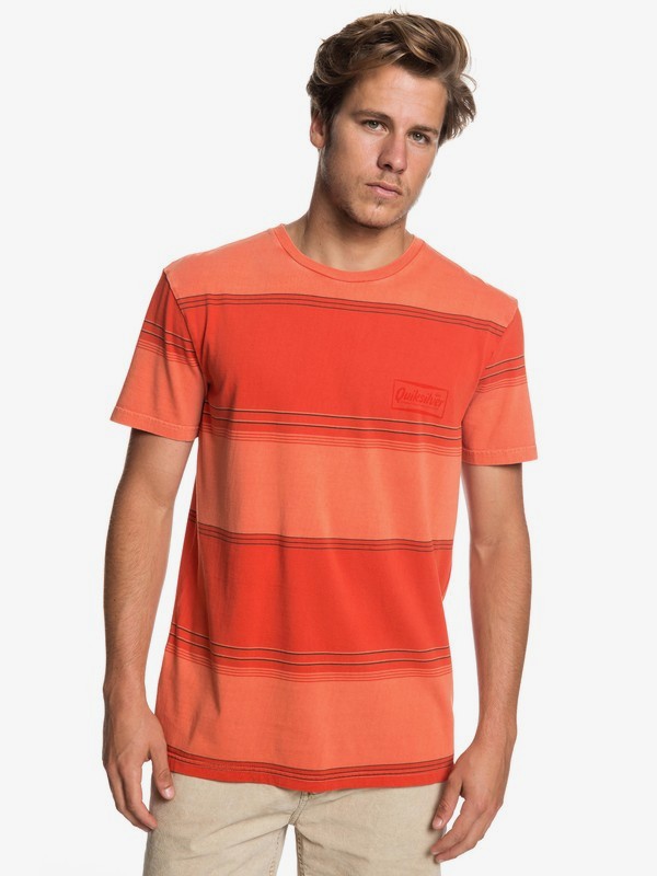 quiksilver, Gradient Stripe - Camiseta para Hombre, ORANGE RUST GRADIENT STRIPES (nnc3) 0 Gradient Stripe - Camiseta para Hombre Naranja EQYKT03849 Quiksilver