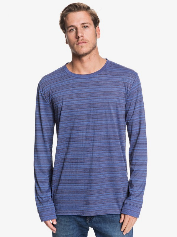 quiksilver, Double Shakka Long Sleeve Tee, QUIET HARBOUR DOUBLE SHAKKA (blm3) 0 Double Shakka Long Sleeve Tee Blue EQYKT03904 Quiksilver