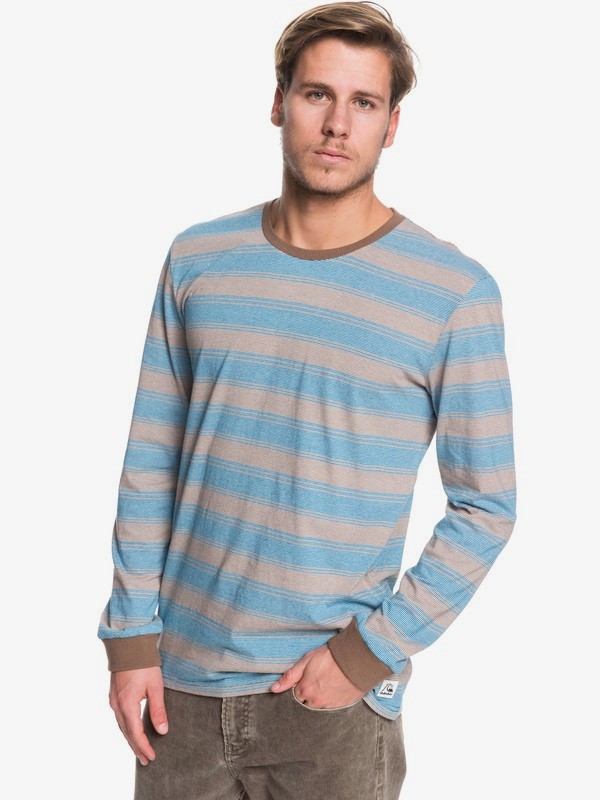 quiksilver, Double Shakka Long Sleeve Tee, CRYSTAL TEAL DOUBLE SHAKKA (brn3) 0 Double Shakka Long Sleeve Tee Blue EQYKT03904 Quiksilver
