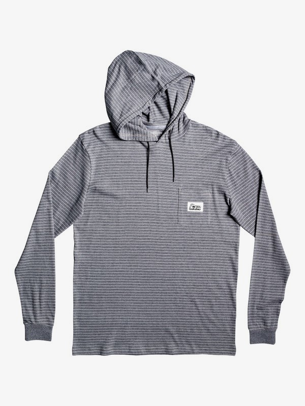 quiksilver, Zermet Hooded Long Sleeve Pocket Tee, MICRO CHIP ZERMET (szh3) 0 Zermet Hooded Long Sleeve Pocket Tee Grey EQYKT03906 Quiksilver