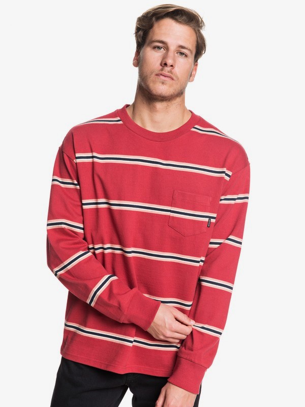 quiksilver, Barrel Way Long Sleeve Pocket Tee, GARNET BARREL WAY (rqk3) 0 Barrel Way Long Sleeve Pocket Tee Red EQYKT03908 Quiksilver