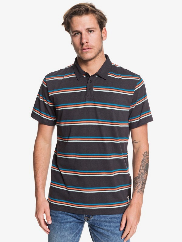 quiksilver, Coreky Short Sleeve Polo Shirt, TARMAC CALIFORNIA STRIPE (kta3) 0 Coreky Short Sleeve Polo Shirt Black EQYKT03917 Quiksilver